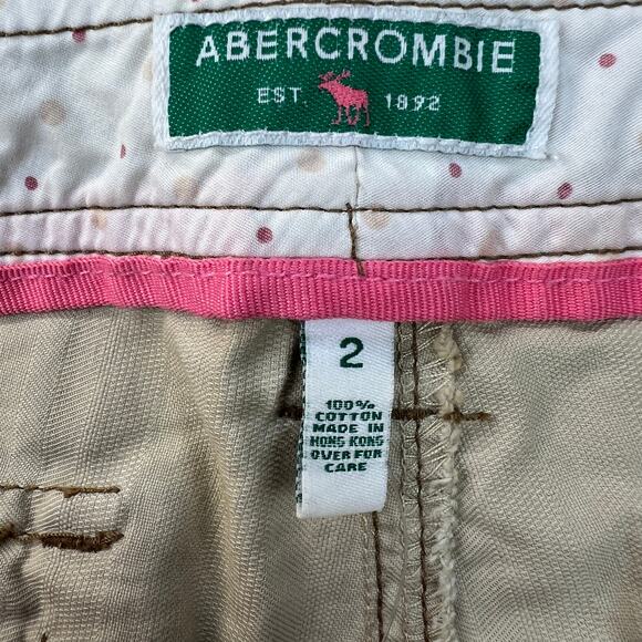 Y2K Abercrombie & Fitch Womens Utility Cargo Flare Pants Khaki Preppy Chino Sz 2 - Picture 4 of 16